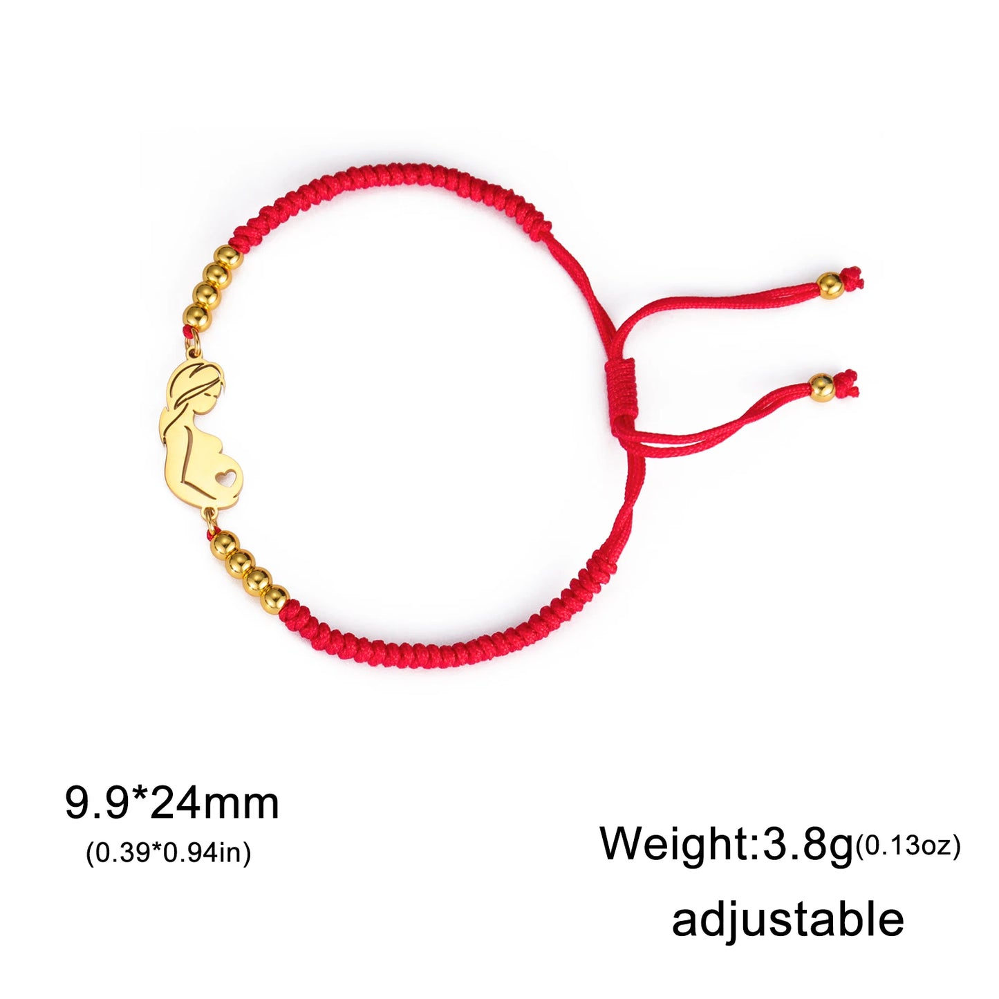 Teamer Stainless Steel Baby Mom Beads Charm Bracelet Red Black Purple Rope Bracelets Family Jewelry for Women Mother's Day Gift