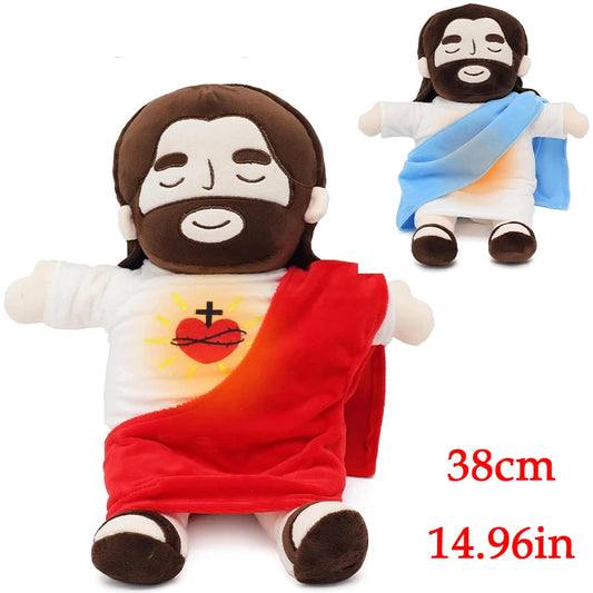 Soothing Breathing Jesus Plush Doll Ornaments Four-gear Adjustment Children Music Sleep Companion , Toy Decoration Gifts