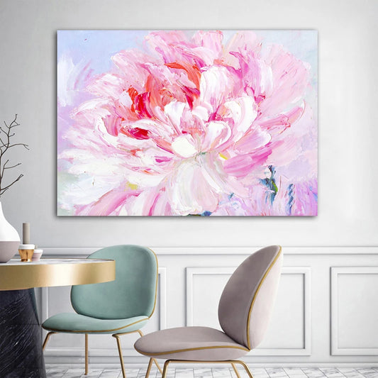 Abstract Pink Peony Flower Canvas Painting Aesthetic Floral Poster Prints Ideal Living Room Bedroom Wall Art Pictures Home Decor