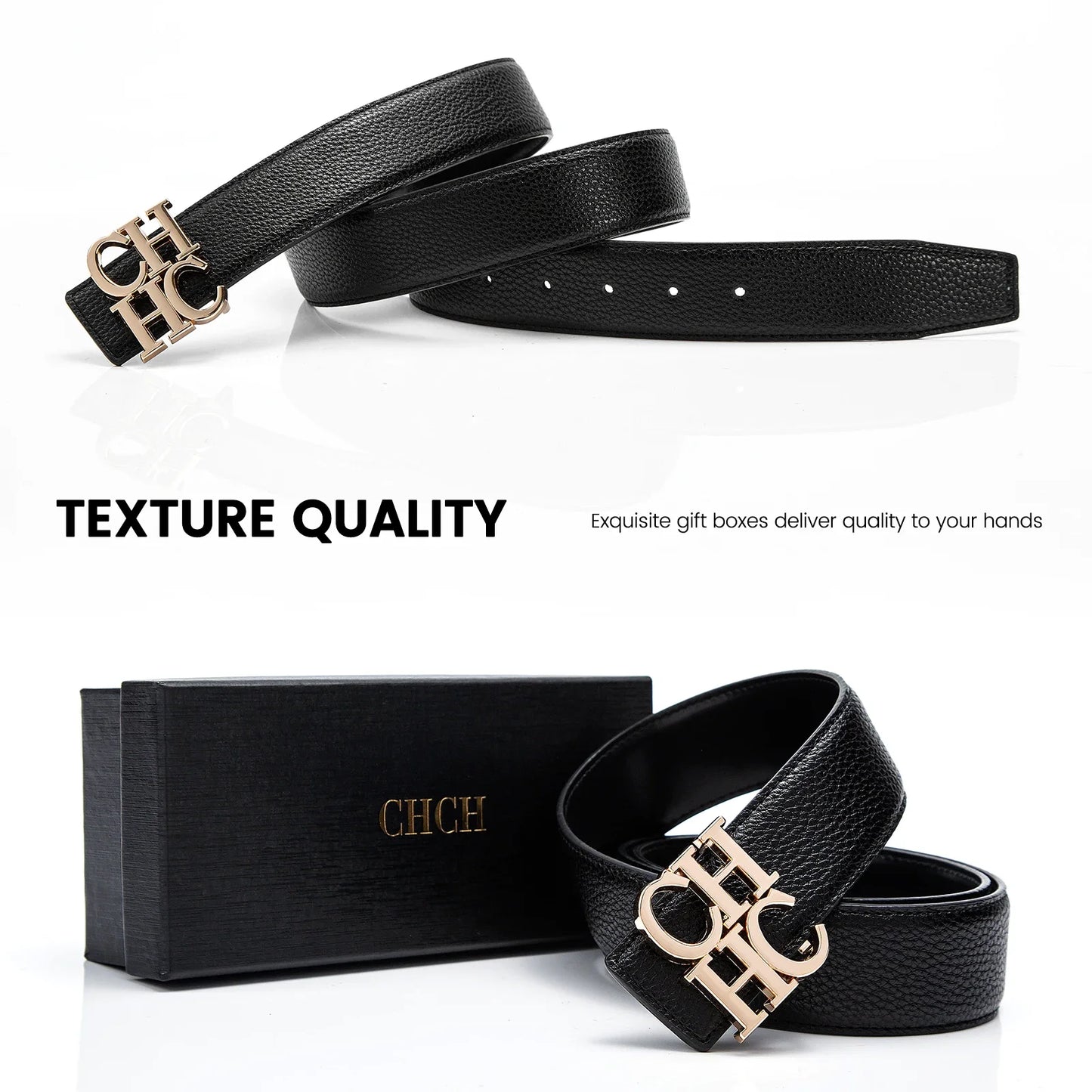 CHCH Leather Belts Brand Cowskin Belt Top Quality , Belt Luxury Designer Leather Belts Metal Buckle , belts 3.8CM