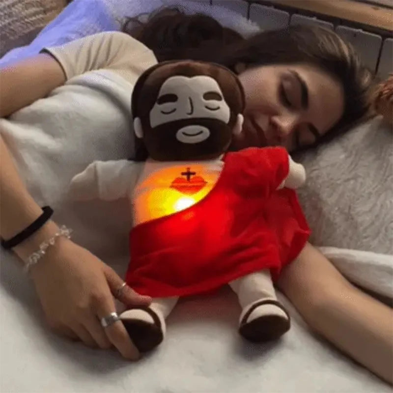 Soothing Breathing Jesus Plush Doll Ornaments Four-gear Adjustment Children Music Sleep Companion , Toy Decoration Gifts