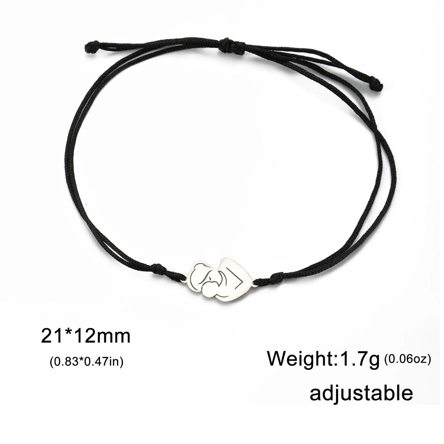 Teamer Stainless Steel Baby Mom Beads Charm Bracelet Red Black Purple Rope Bracelets Family Jewelry for Women Mother's Day Gift