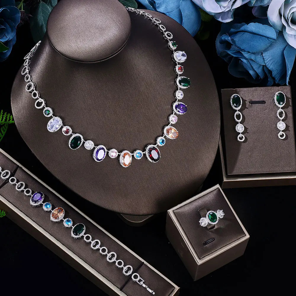 Cubic Zirconia Wedding Jewelry Set Women's