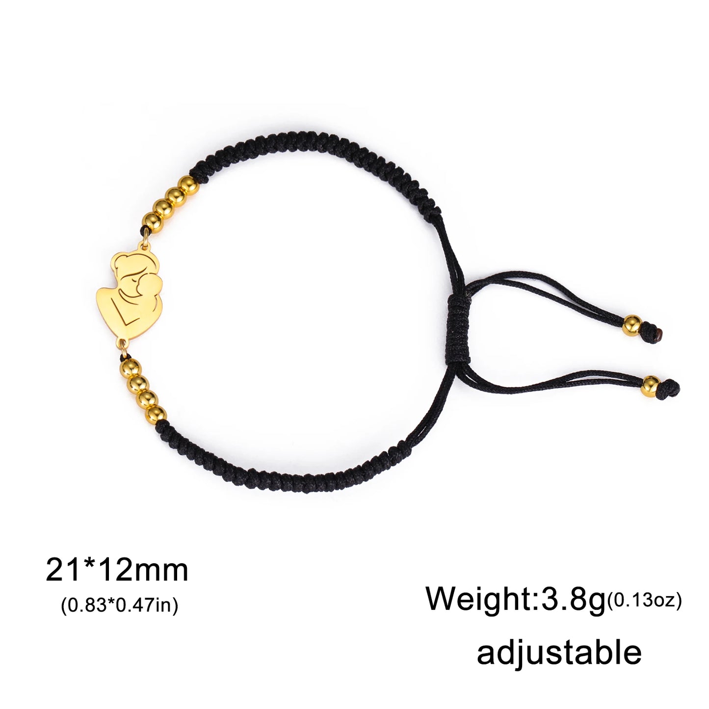 Teamer Stainless Steel Baby Mom Beads Charm Bracelet Red Black Purple Rope Bracelets Family Jewelry for Women Mother's Day Gift