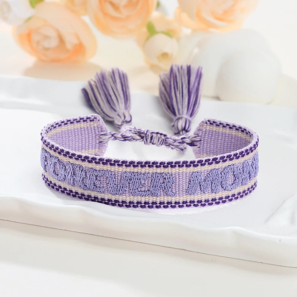 Woven Embroidery Bracelets Adjustable Bracelet Gift For Super Mom
