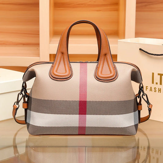 Luxury Fashion Plaid Canvas Women Messenger Shoulder Bags