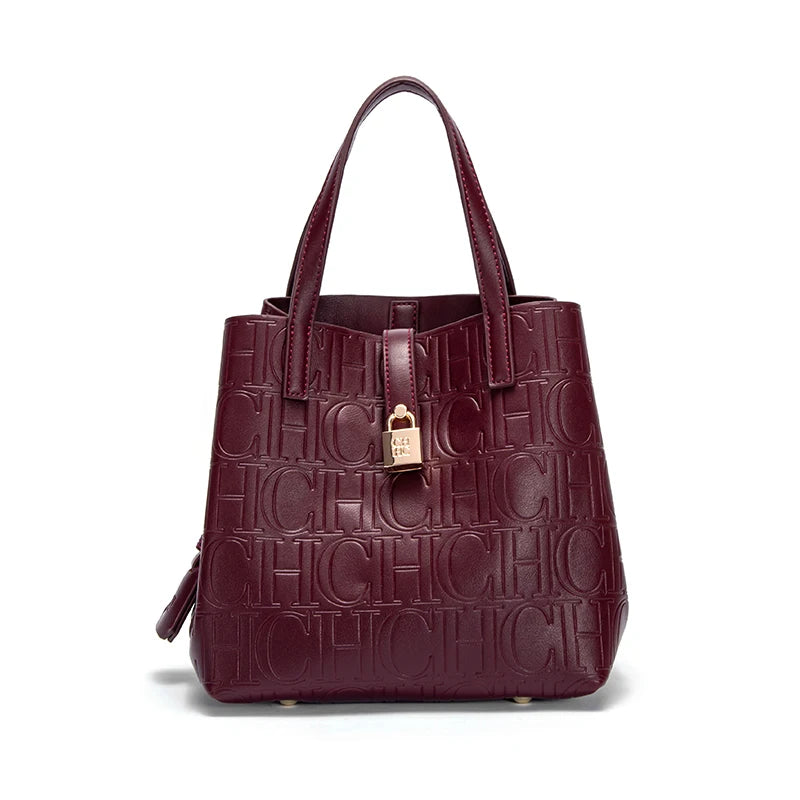 Women's Handbag Letter Printed Metal Accessories Large Capacity Solid Color