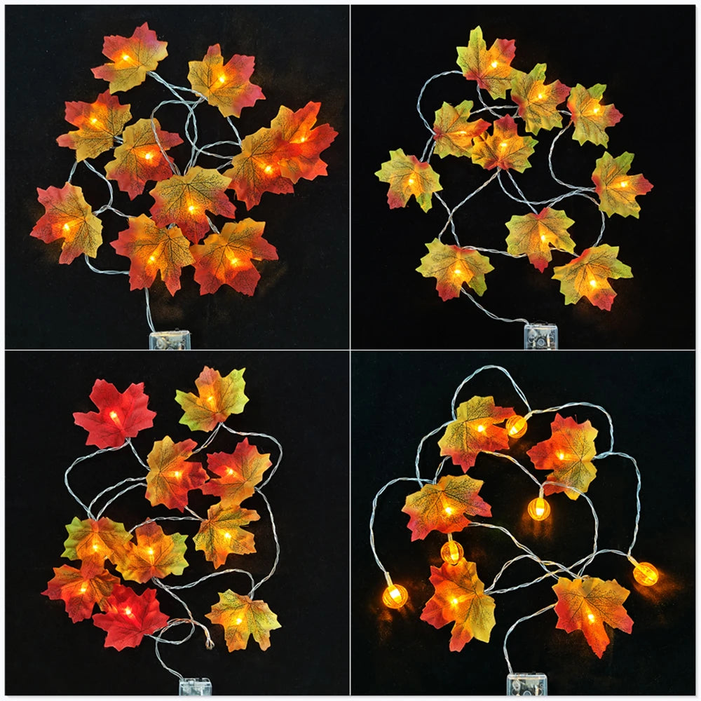 Led Light String Autumn Leaves Decoration 2024