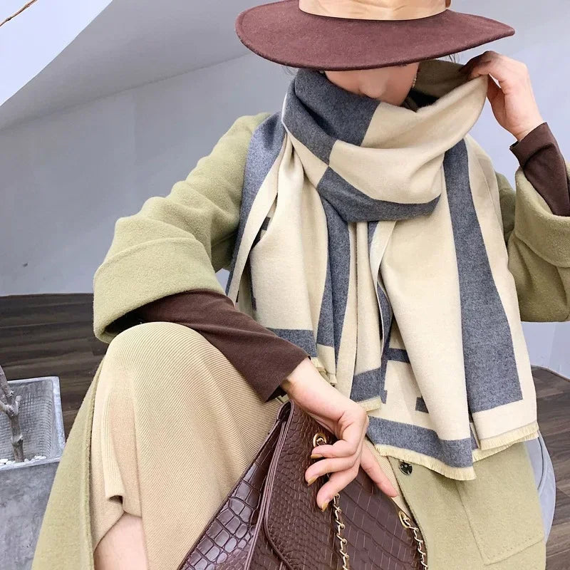 Luxury Brand Winter Cashmere Scarf Women 65x185cm