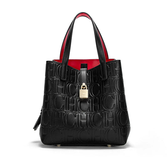 Women's Handbag Letter Printed Metal Accessories Large Capacity Solid Color