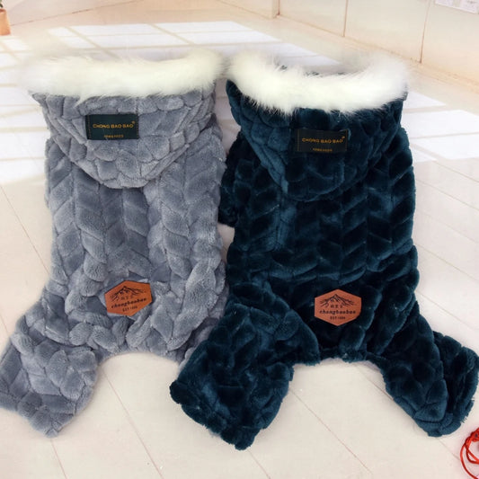 Winter Pet Dog Clothes Thicker Polyester Cotton Coat Jumpsuit Four-legged Down Jacket