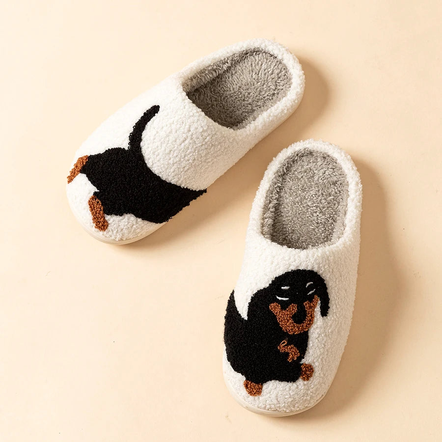 Cartoon Cute and Interesting Dachshund Dog Women Slippers