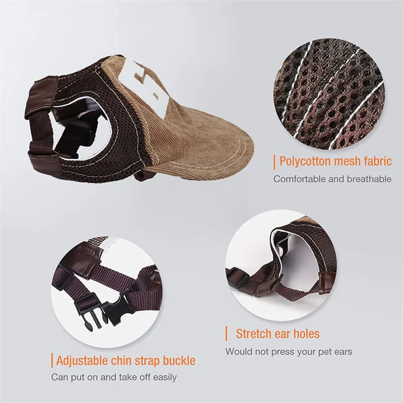 Outdoor Sports Hat with Ear Holes Adjustable for Small and Medium Dog Large Dogs