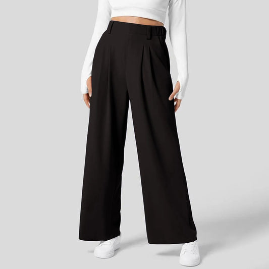 Women Straight High Waisted Trousers  Fashionable Casual Loose Women'S Pants Solid Color Wide Leg Trousers