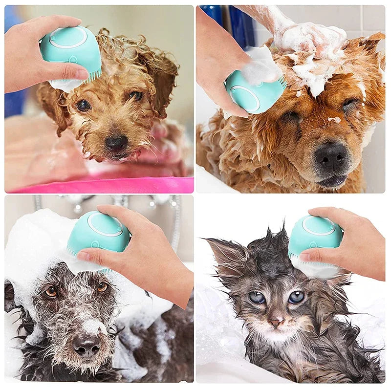 Pet Shampoo Dispenser Massager Bath Brush Bathroom