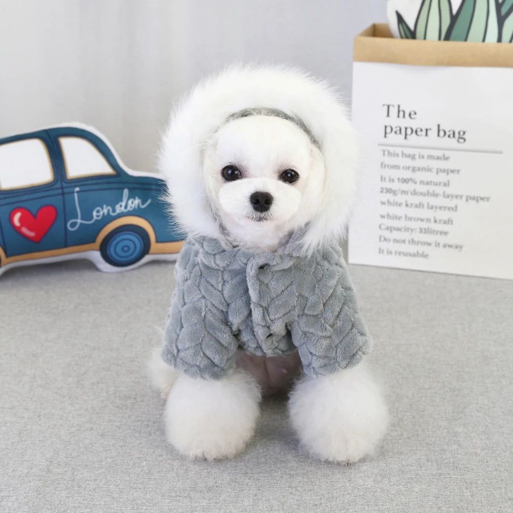 Winter Pet Dog Clothes Thicker Polyester Cotton Coat Jumpsuit Four-legged Down Jacket
