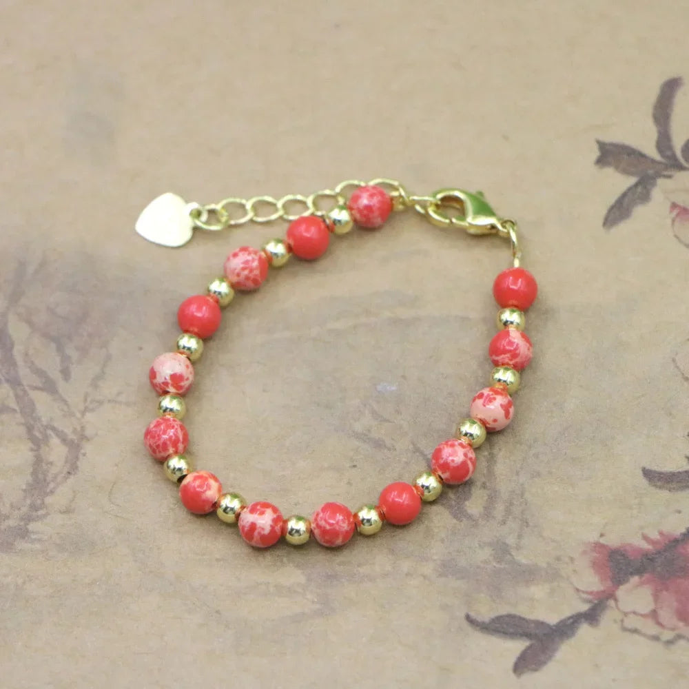 High Quality Natural Stone Bead Bracelet Baby Girls Lobster Clasp Accessories Girls Yoga Wedding Gift Jewelry Charm