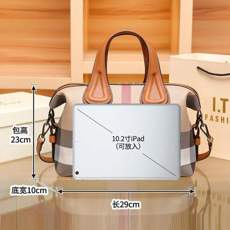 Luxury Fashion Plaid Canvas Women Messenger Shoulder Bags