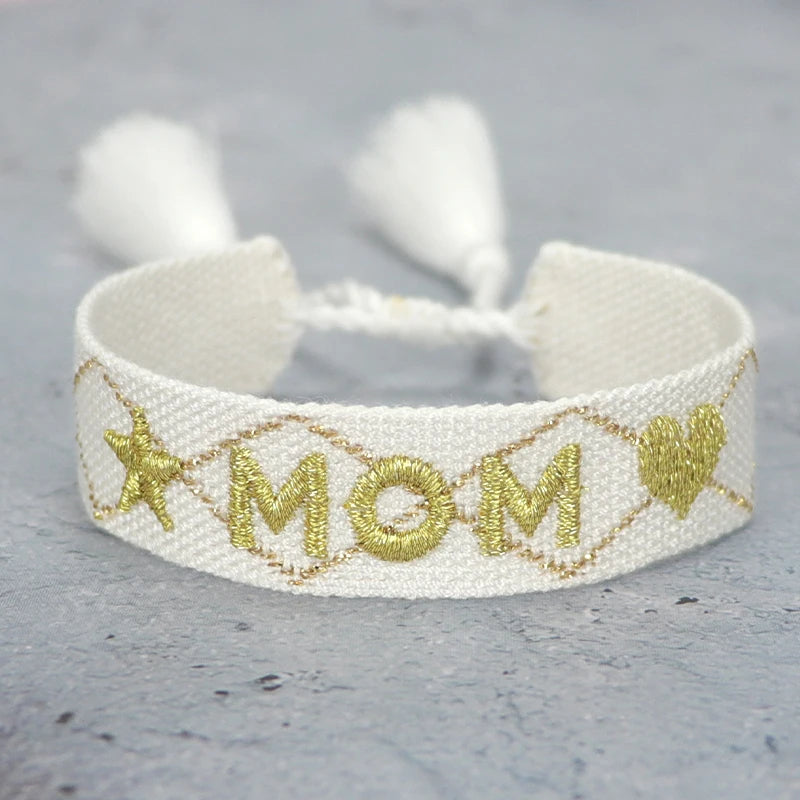 Woven Embroidery Bracelets Adjustable Bracelet Gift For Super Mom