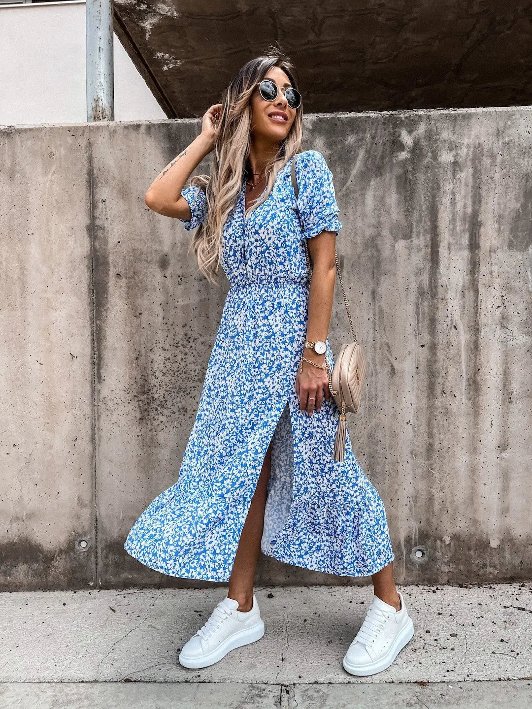 Summer Floral Print Dress Women