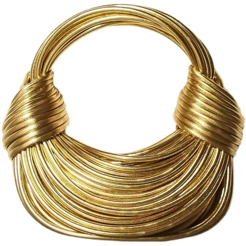 Luxury Designer Brand Handwoven Noodle Bags Rope Knotted Pulled Hobo Silver Evening Clutch
