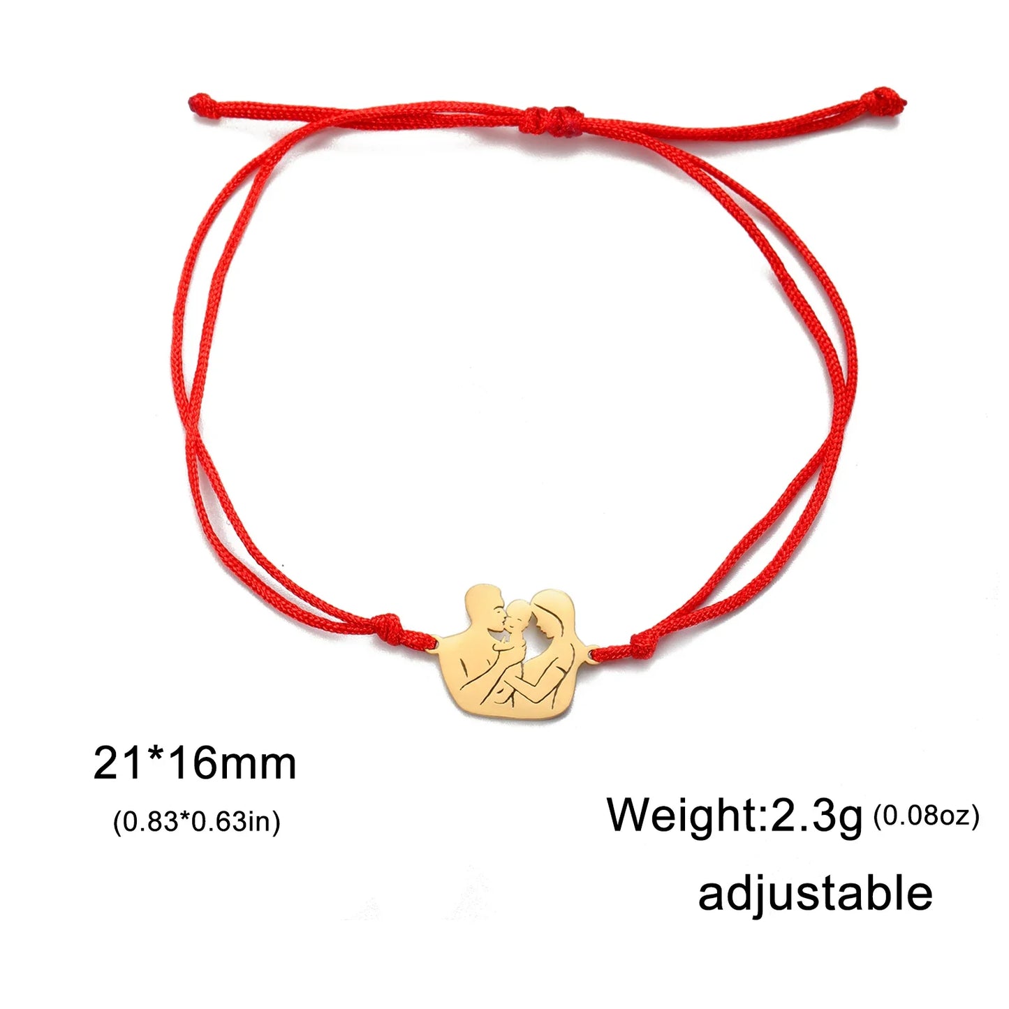 Teamer Stainless Steel Baby Mom Beads Charm Bracelet Red Black Purple Rope Bracelets Family Jewelry for Women Mother's Day Gift