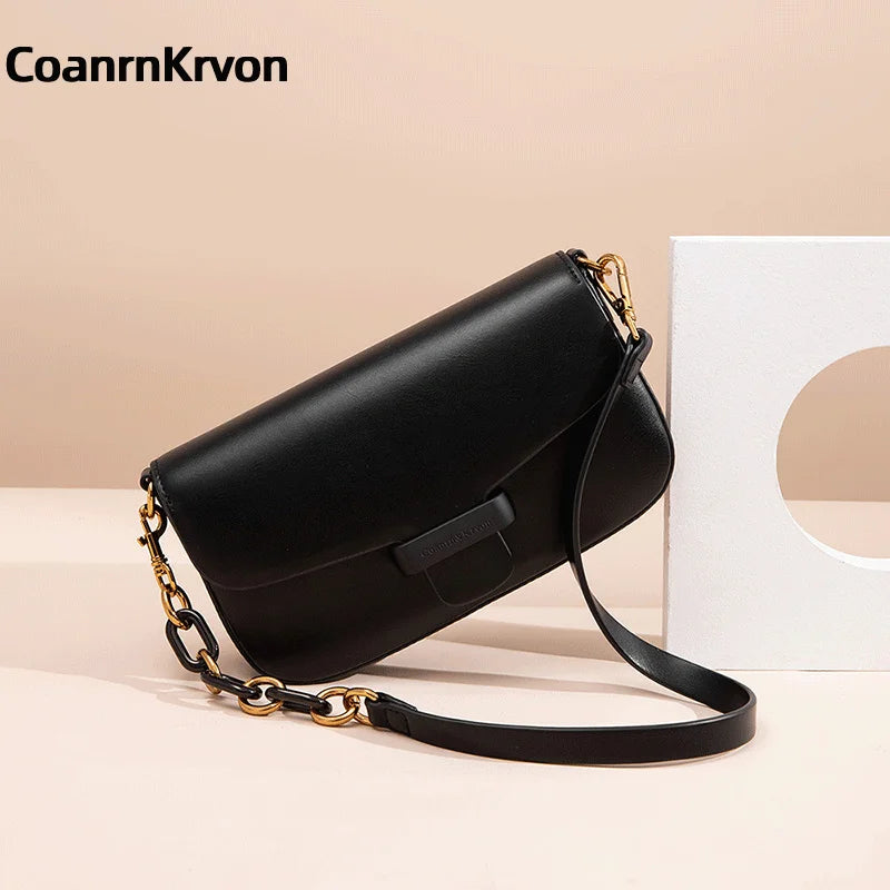 Genuine Leather Vintage Shoulder Bag Ladies Fashion Handbag Shopping Shoulder Bag Coin Purse Women hold-all Luxury Women's Bag