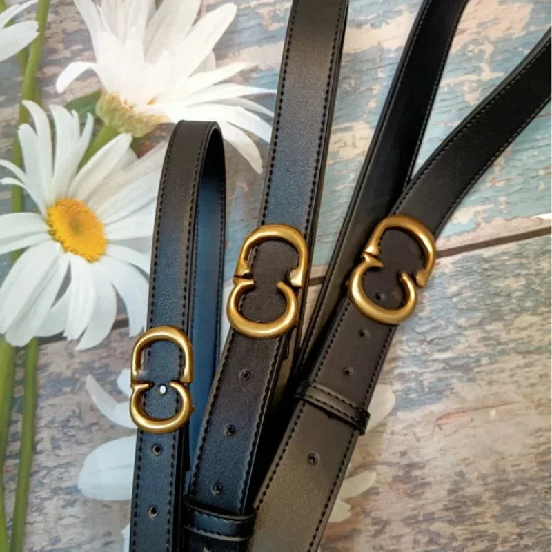 Luxury Brands Cowhide Women's Belt Double GG