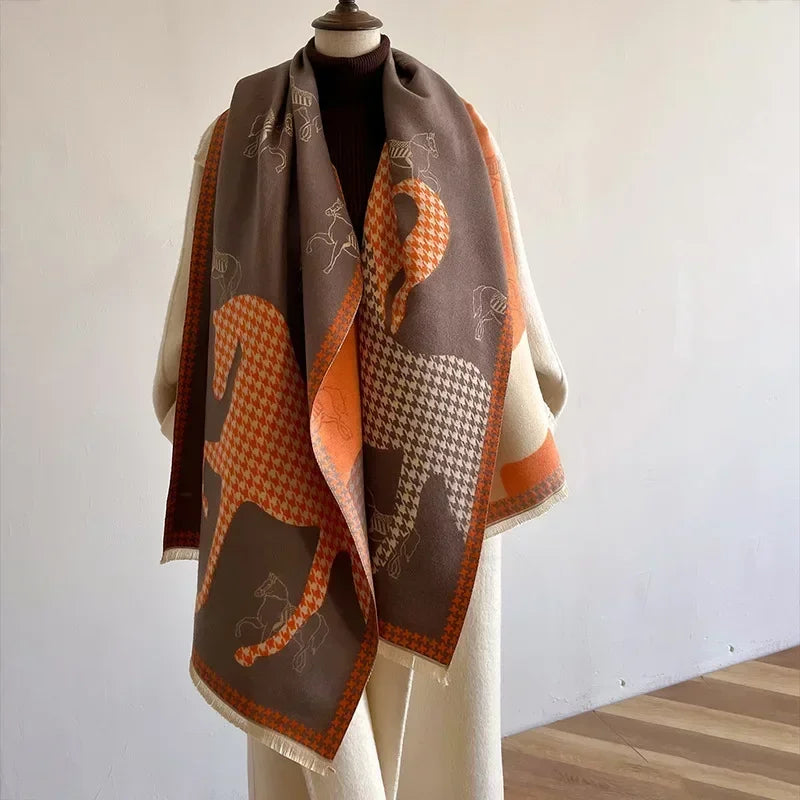 Luxury Brand Winter Cashmere Scarf Women 65x185cm