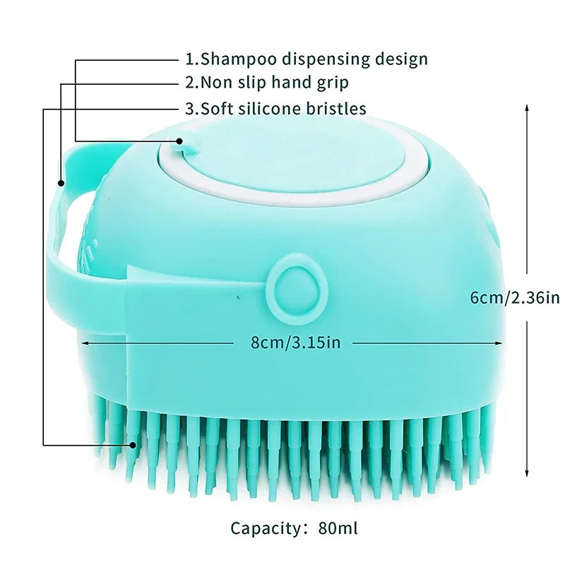 Pet Shampoo Dispenser Massager Bath Brush Bathroom