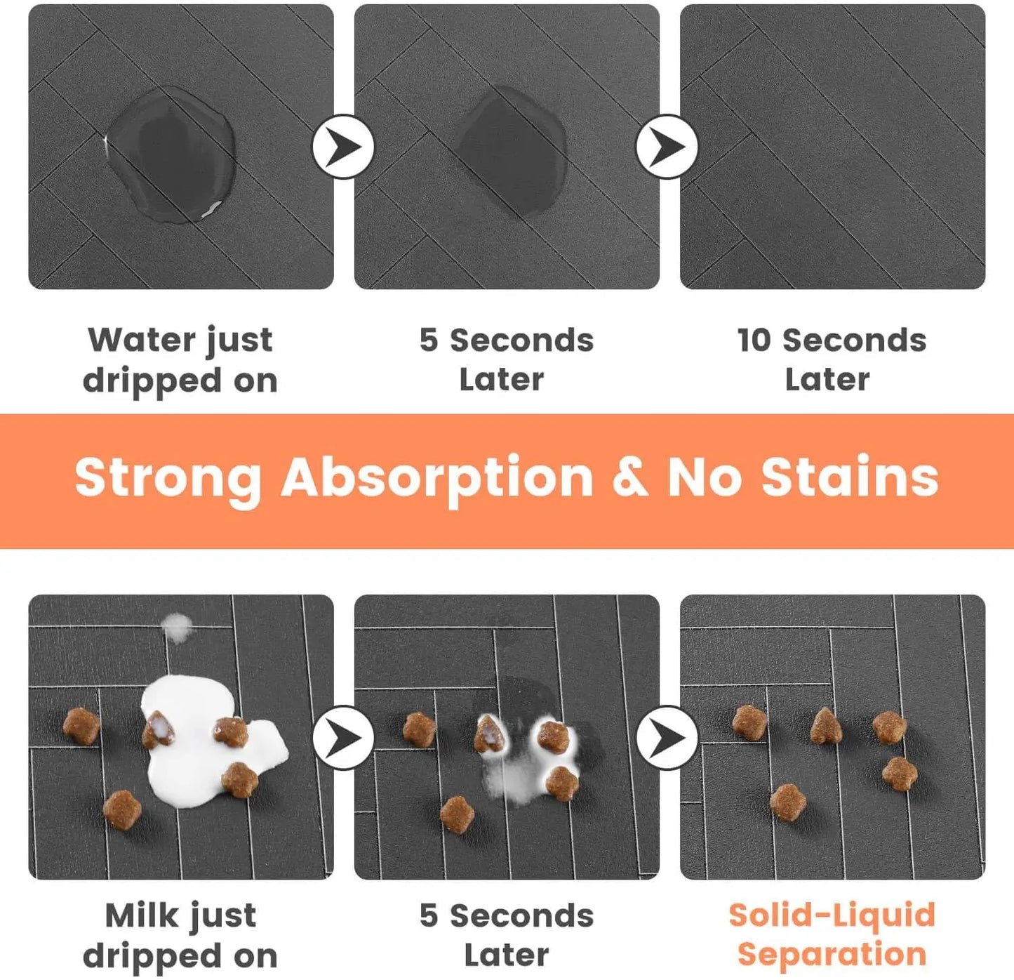 Feeding Mat-Absorbent Pet Placemat for Food and Water Bowl, with Waterproof Rubber Backing, Quick Dry Water Mat for Dog Cat