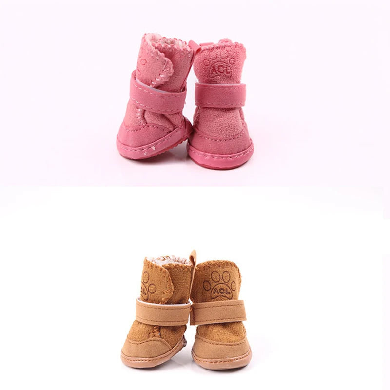 4pcs/set Pet Shoes Winter Warm Shoes for Small Medium Dogs/Cat Anti-Slip