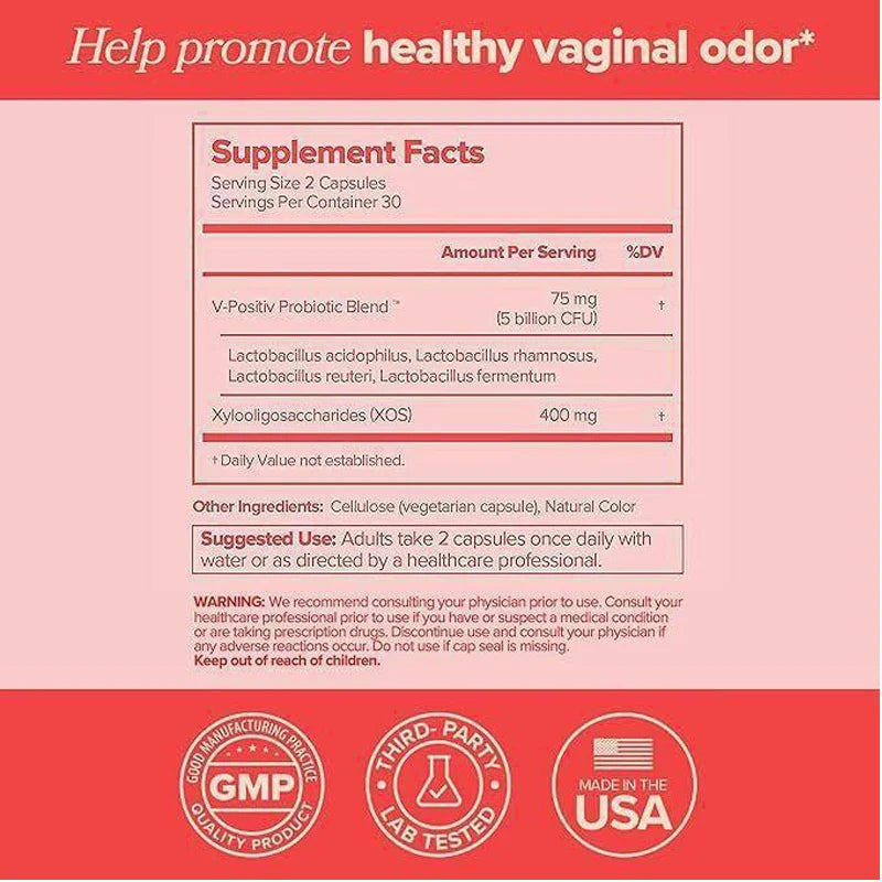 Vaginal Probiotics Vitamin for Women pH Balance - Women's Vaginal Health Supplement for Vaginal Odor & Vaginal Flora, 60 Capsule