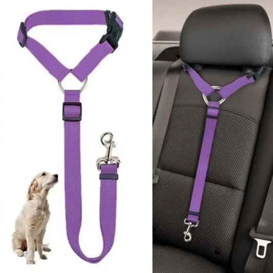 Backseat Safety Belt Adjustable Dogs Harness Collar Pet Accessories