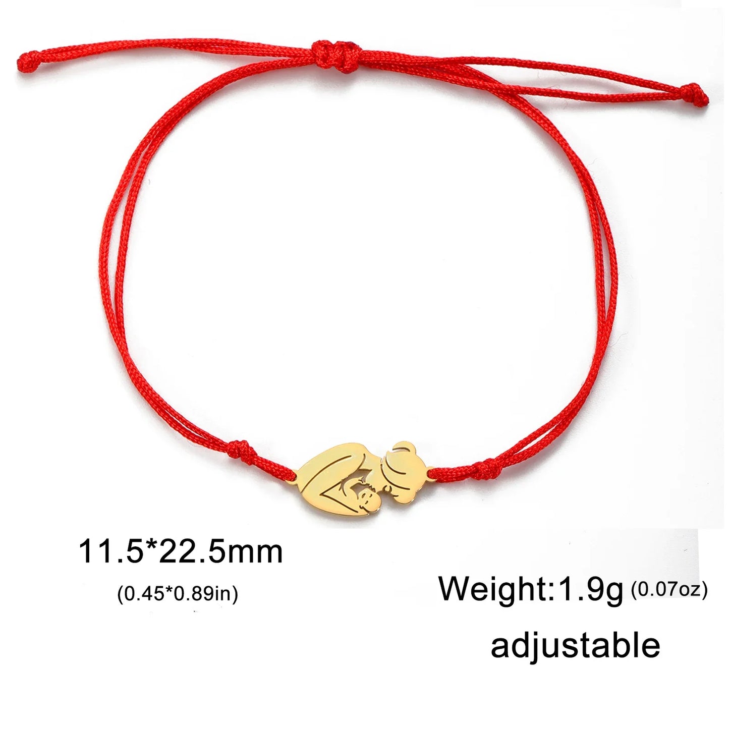 Teamer Stainless Steel Baby Mom Beads Charm Bracelet Red Black Purple Rope Bracelets Family Jewelry for Women Mother's Day Gift