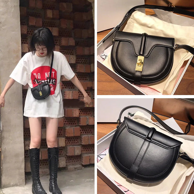 Famous Luxury Brand Saddle Designer Lock Shoulder Crossbody Mini Bag