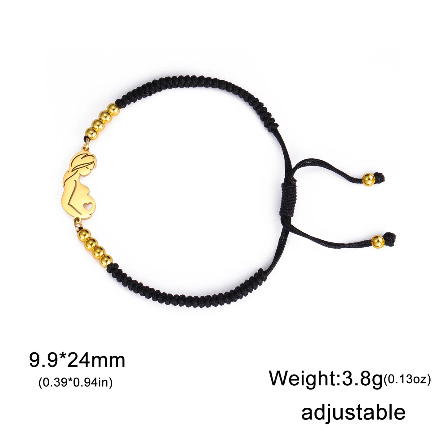 Teamer Stainless Steel Baby Mom Beads Charm Bracelet Red Black Purple Rope Bracelets Family Jewelry for Women Mother's Day Gift