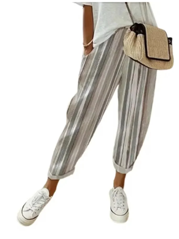 Slant Pocket Color Blocked Loose Pants Casual Comfortable Street Versatile Pants Spring Summer Women's Clothing