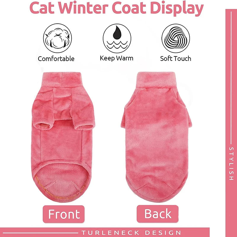 Turtleneck Cat Sweater Coat Winter Warm Hairless Cat Clothes