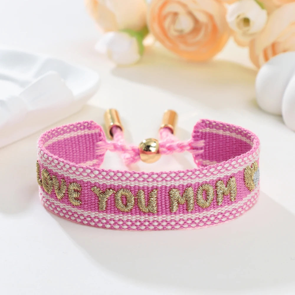 Woven Embroidery Bracelets Adjustable Bracelet Gift For Super Mom