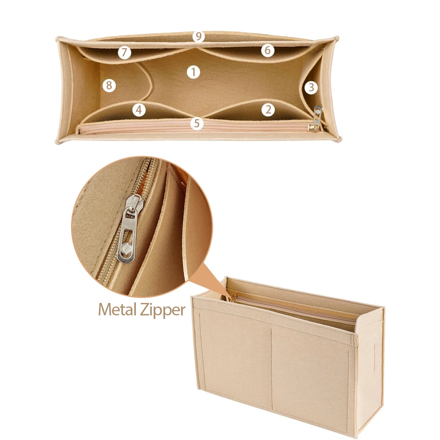 Purse Insert Organizer for dior book tote Small Bag Insert Premium Purse Felt Insert Multiple Pockets