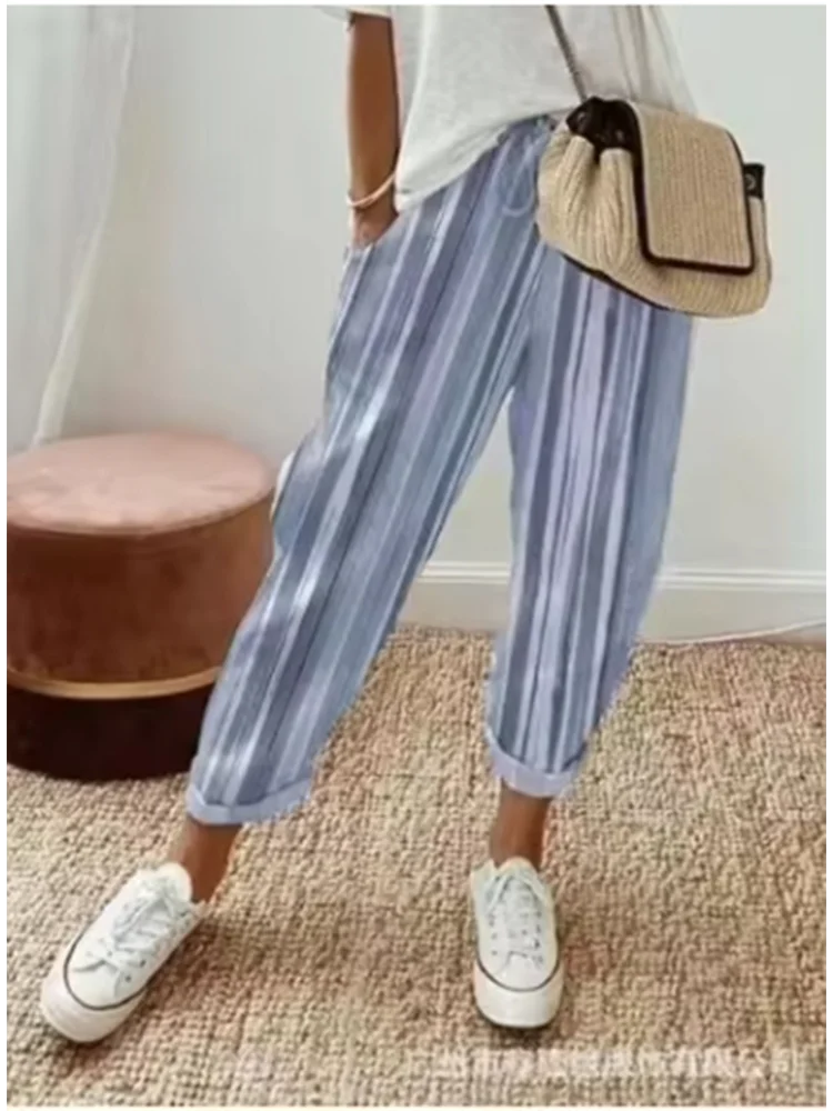 Slant Pocket Color Blocked Loose Pants Casual Comfortable Street Versatile Pants Spring Summer Women's Clothing
