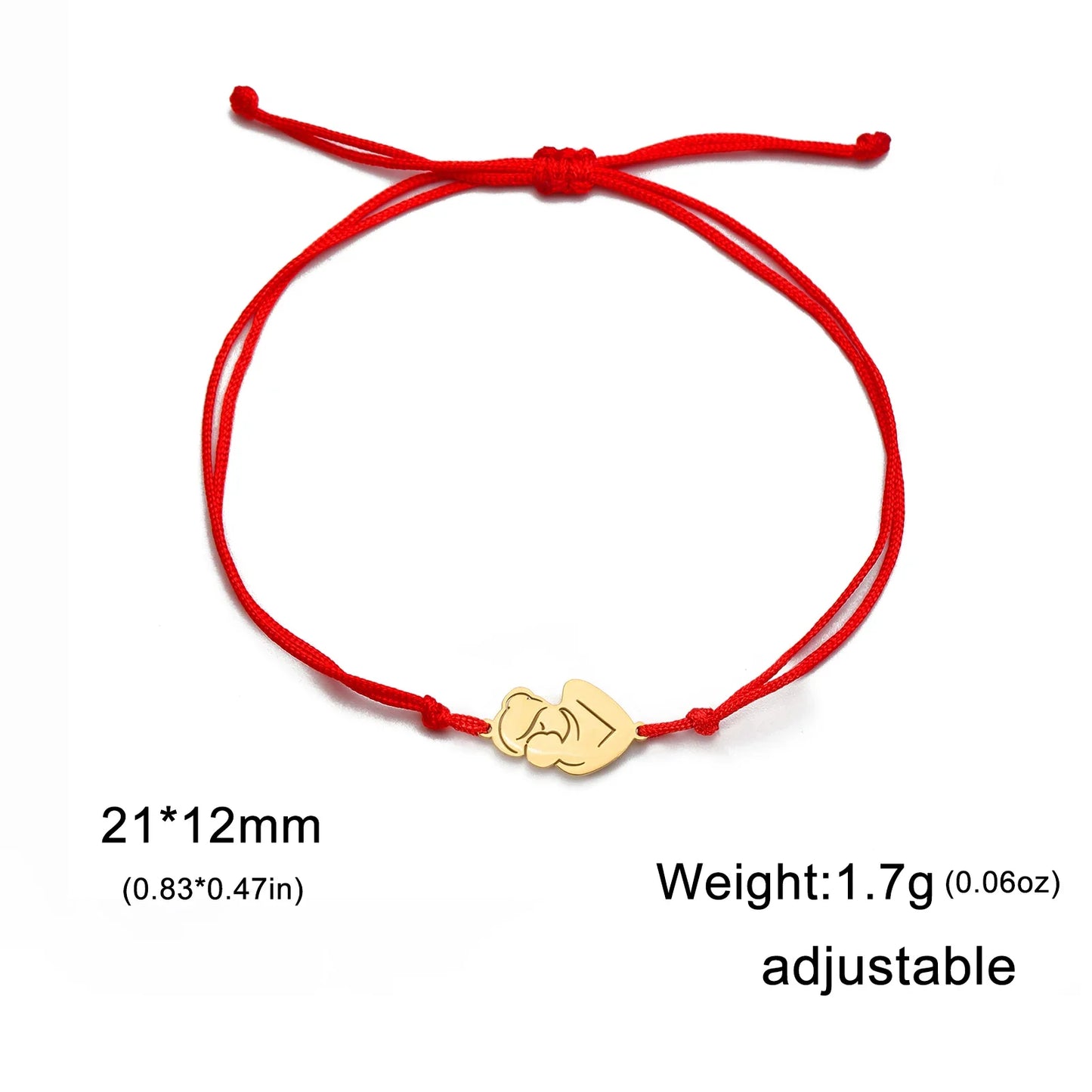 Teamer Stainless Steel Baby Mom Beads Charm Bracelet Red Black Purple Rope Bracelets Family Jewelry for Women Mother's Day Gift