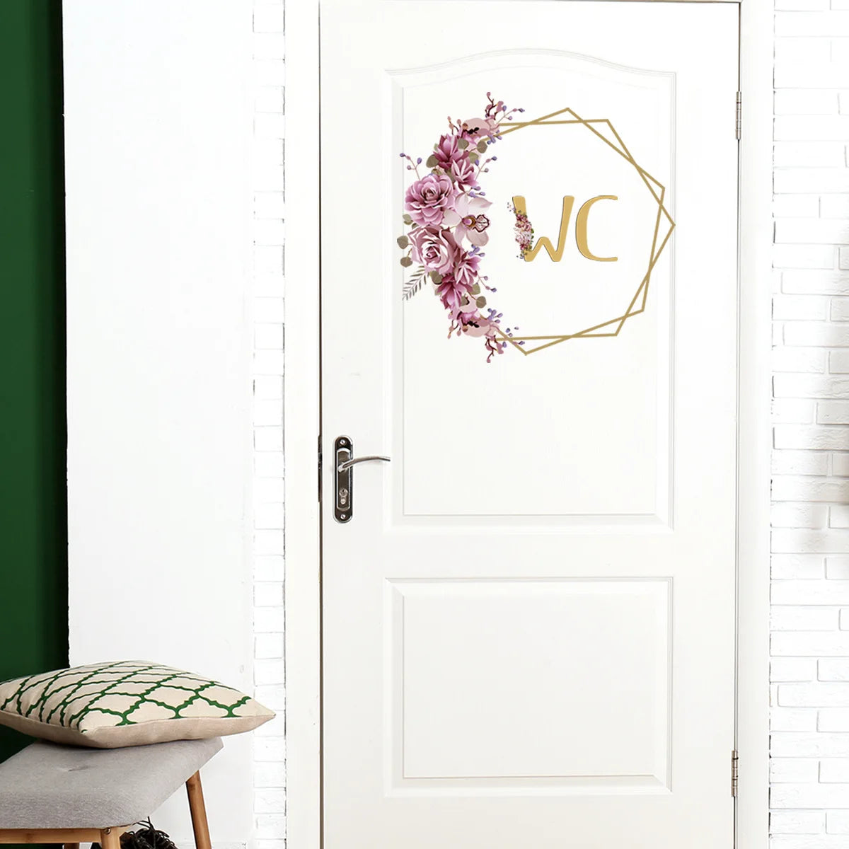 Flowers Men  and Women WC Wall Sticker for Bathroom Decoration Vinyl Home Decals Waterproof Poster Door Stickers Toilet Sign