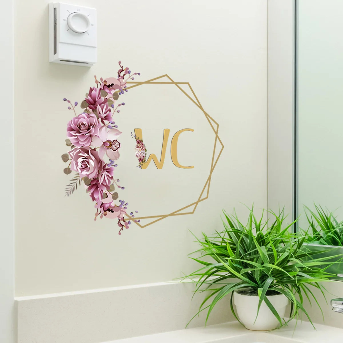 Flowers Men  and Women WC Wall Sticker for Bathroom Decoration Vinyl Home Decals Waterproof Poster Door Stickers Toilet Sign