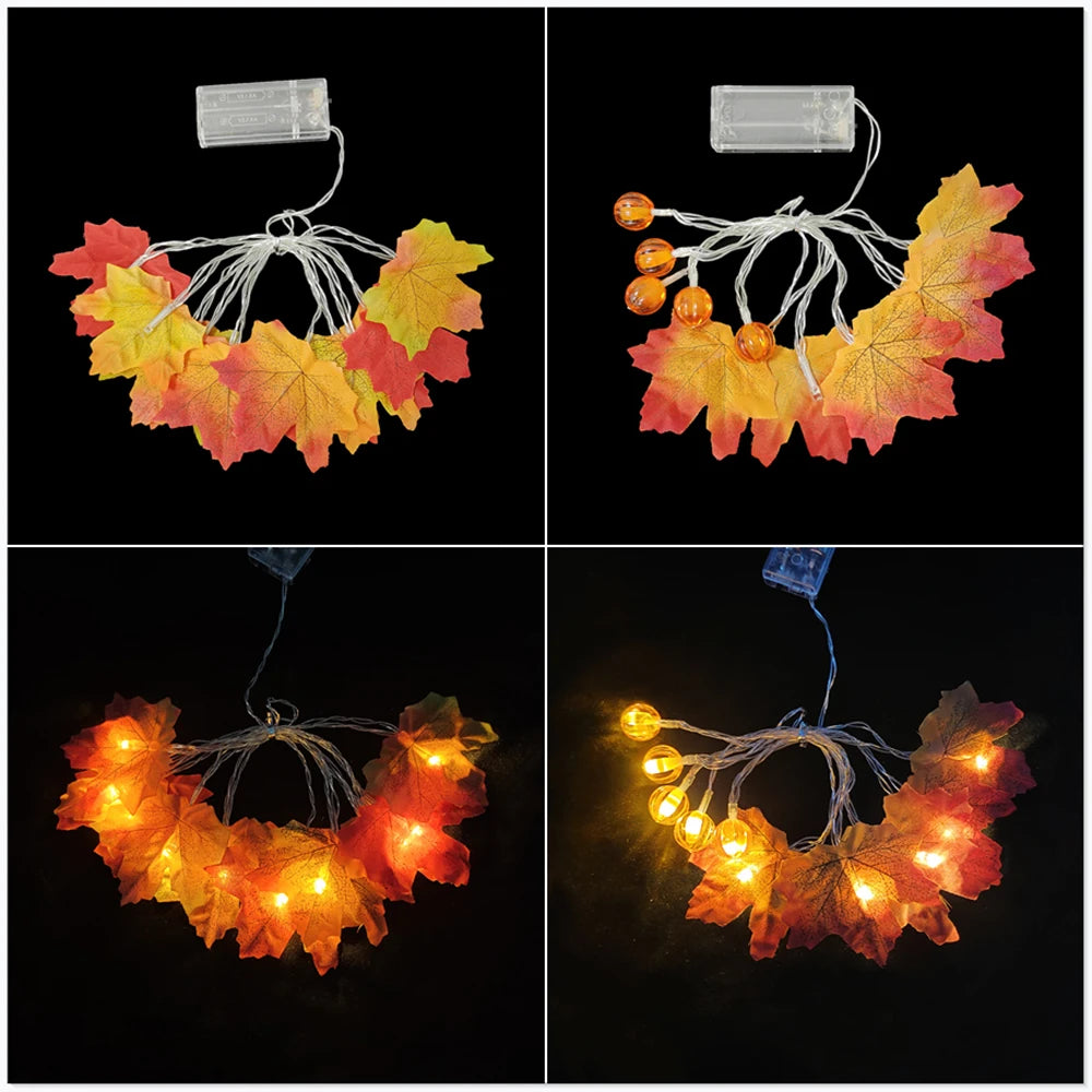 Led Light String Autumn Leaves Decoration 2024