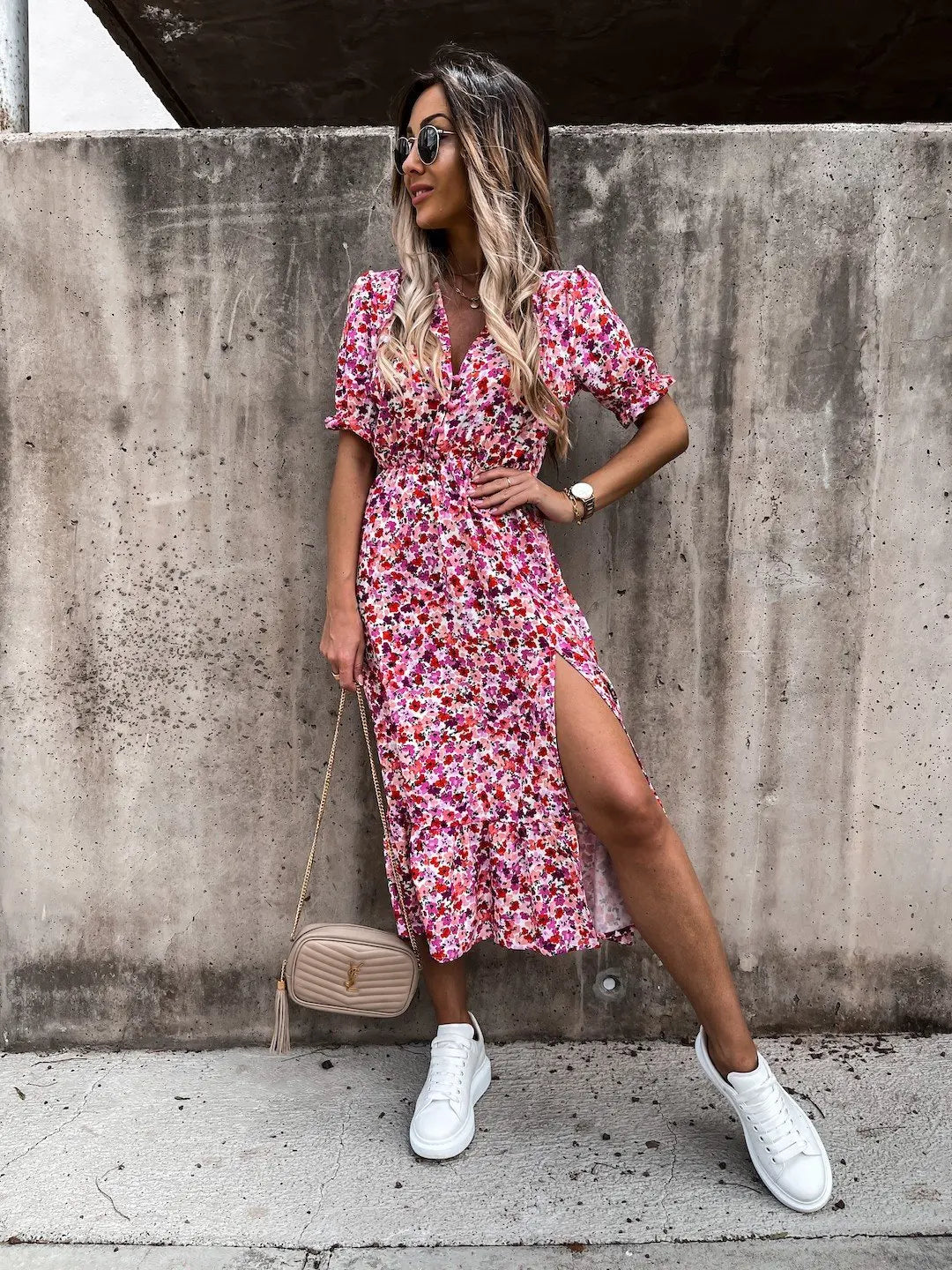 Summer Floral Print Dress Women