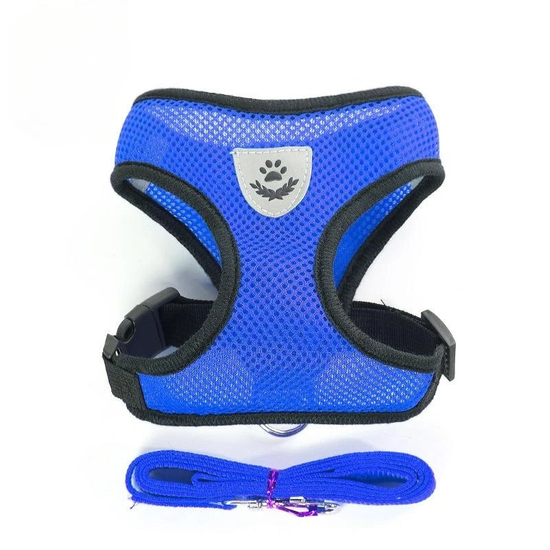Cat Dog Harness with Lead Leash Adjustable Vest Polyester Mesh Breathable