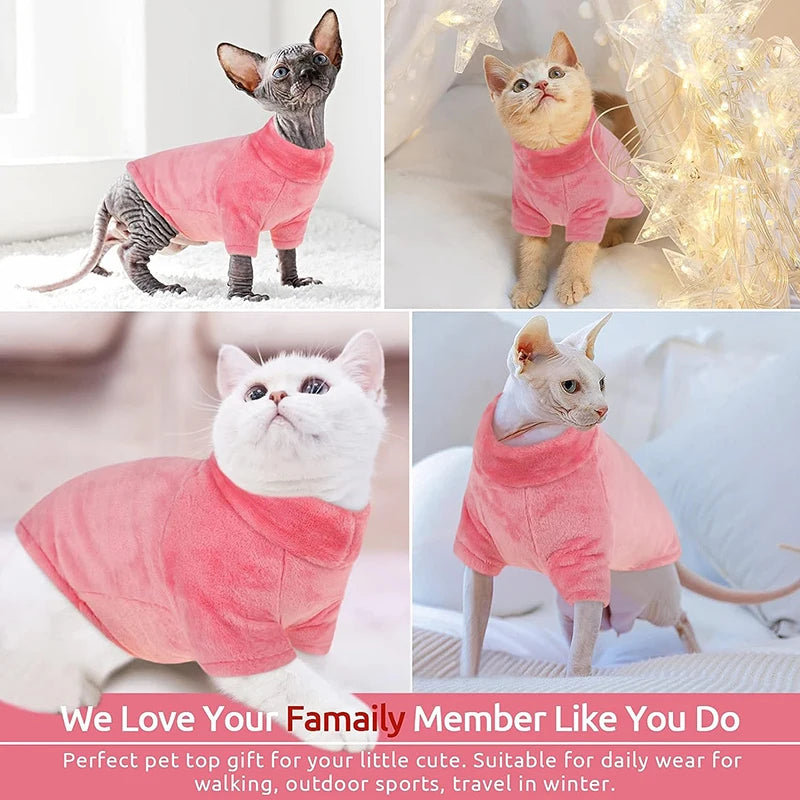 Turtleneck Cat Sweater Coat Winter Warm Hairless Cat Clothes