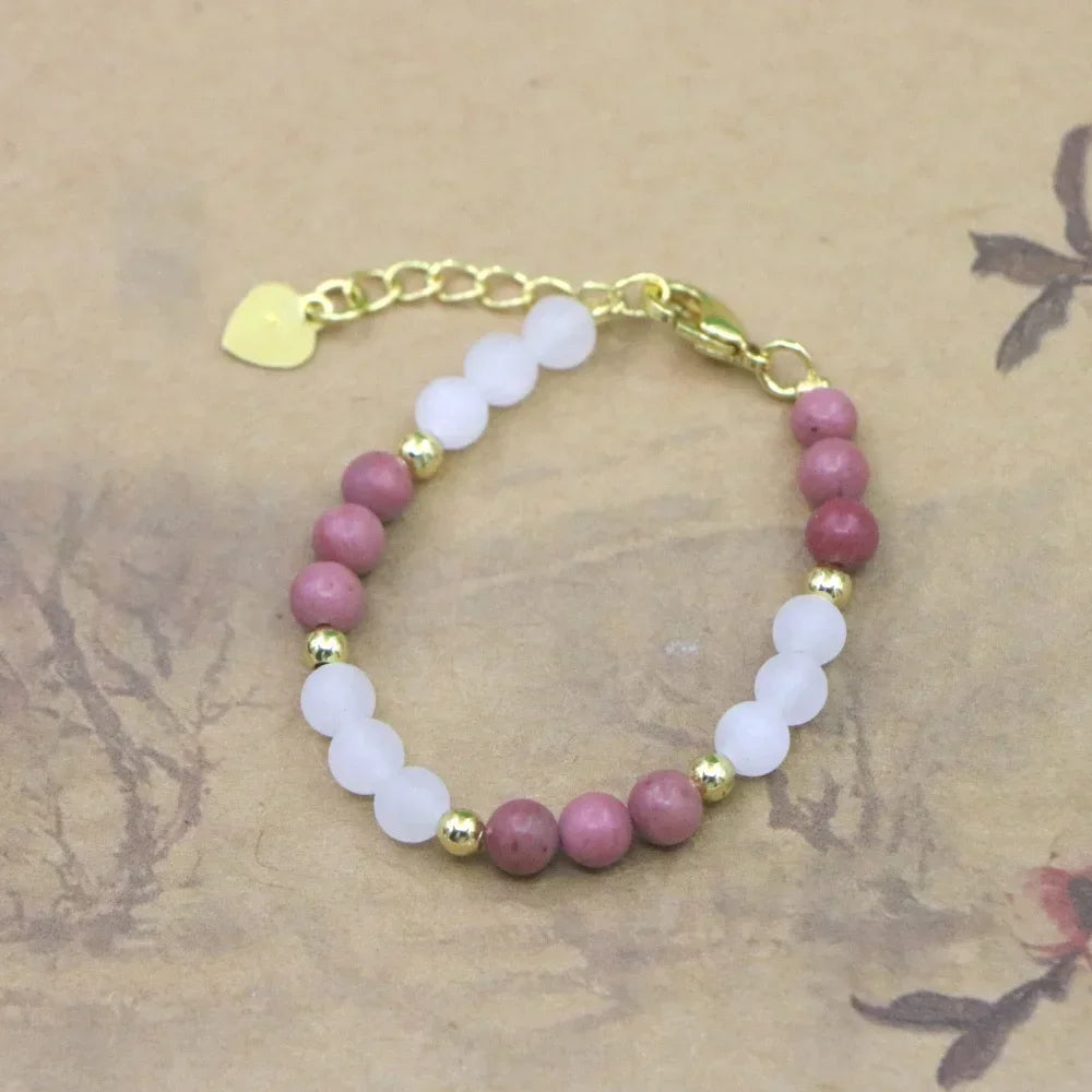 High Quality Natural Stone Bead Bracelet Baby Girls Lobster Clasp Accessories Girls Yoga Wedding Gift Jewelry Charm